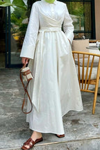 Wrap-Waist Shirt Maxi Dress-White
