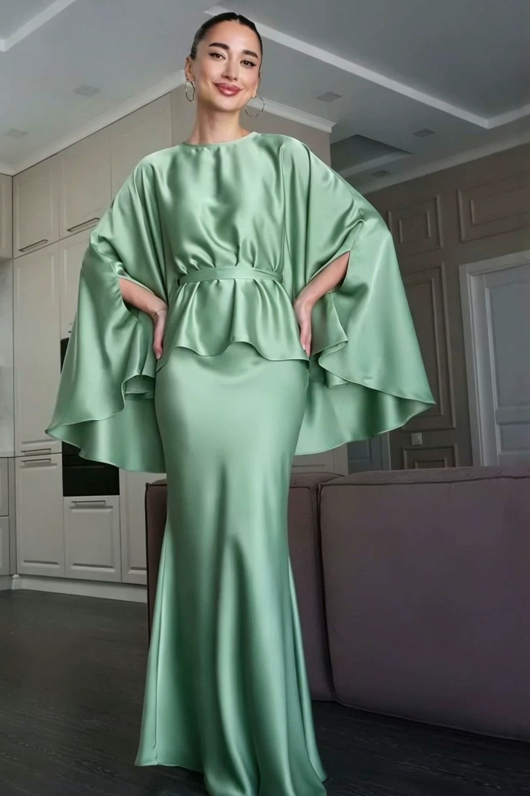 Olivia Cape Sleeve Maxi Dress