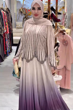 Nur Rhinestone Ombre Pleated Abaya Dress