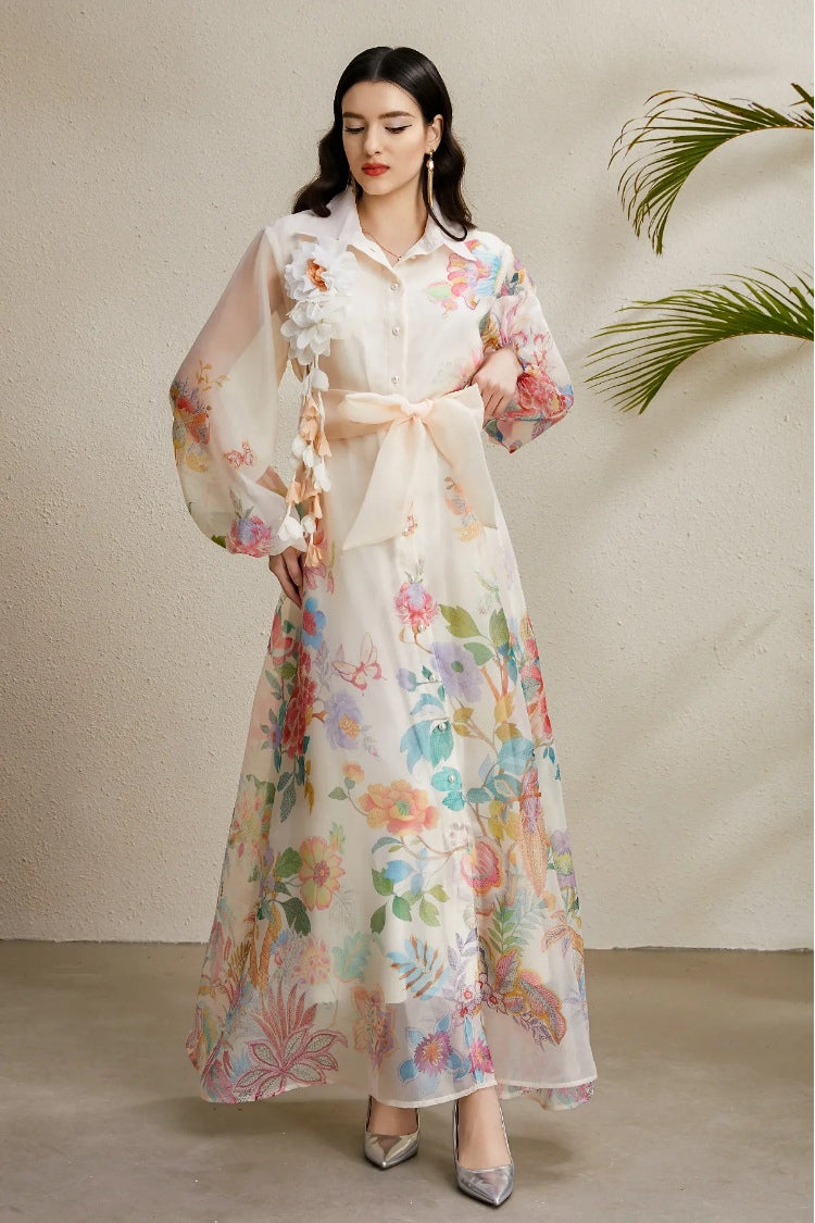 Maya Floral Applique Maxi Dress