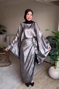 Rania Metallic Wrap Waist Abaya Two Piece