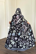 Dark Floral Print Abaya & Matching Hijab Set