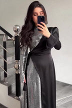 Lyla Sequin Wrap Side Tie Maxi Dress