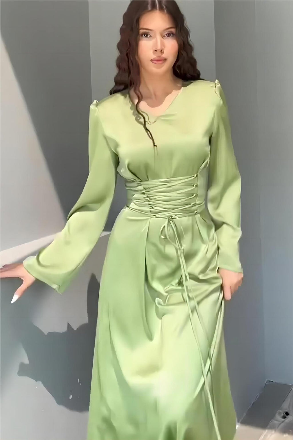 Zahra Tie Flare Sleeve Maxi Dress