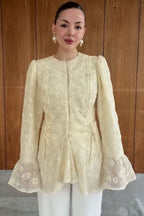 Talia Textured Lace Flared Cuff Blouse