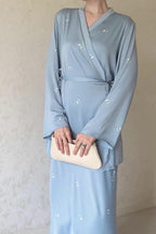 Hana Floral Wrap Satin Two Piece Set