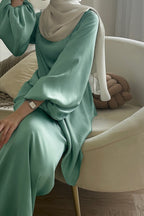 Modest Two-Piece Mermaid Dress & Kimono Set-Green