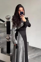Lyla Sequin Wrap Side Tie Maxi Dress