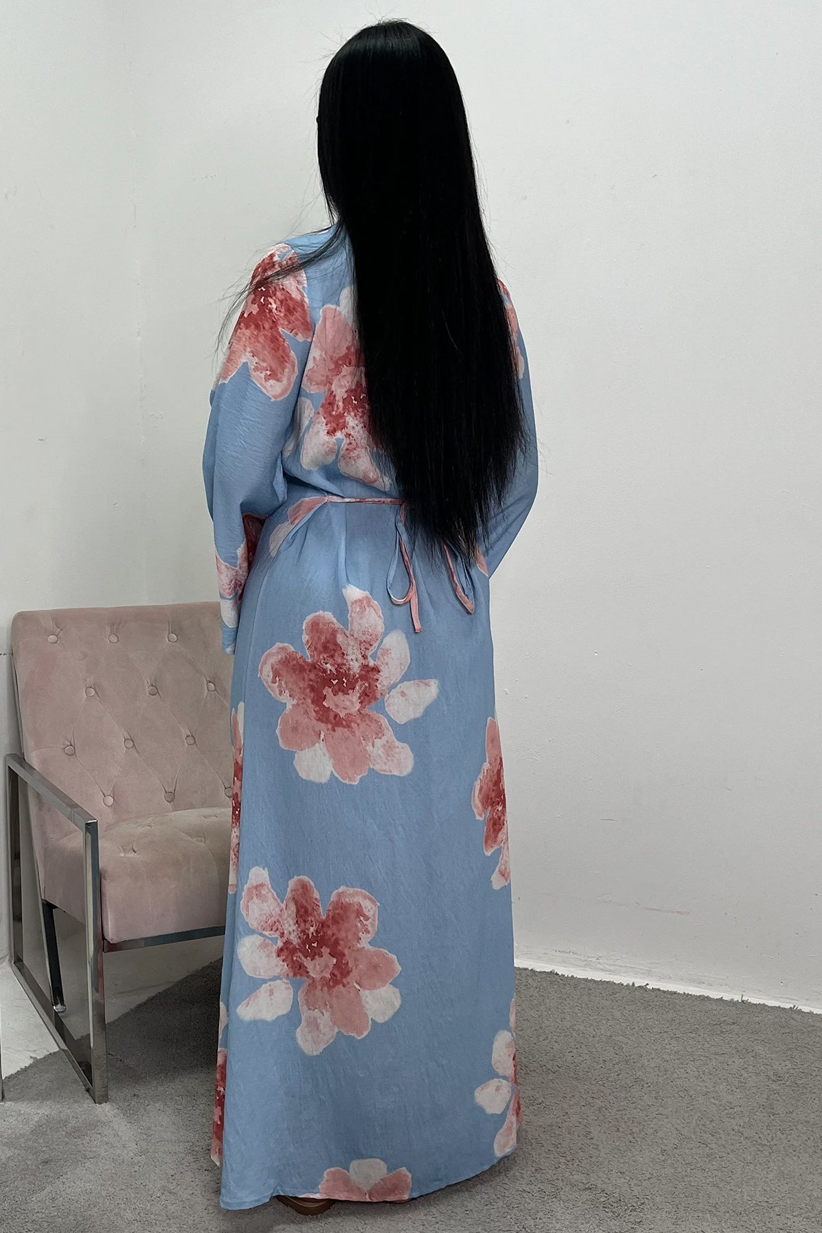 Bloom Floral Maxi Dress-Blue