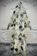 Watercolor Floral Print Abaya & Matching Hijab Set