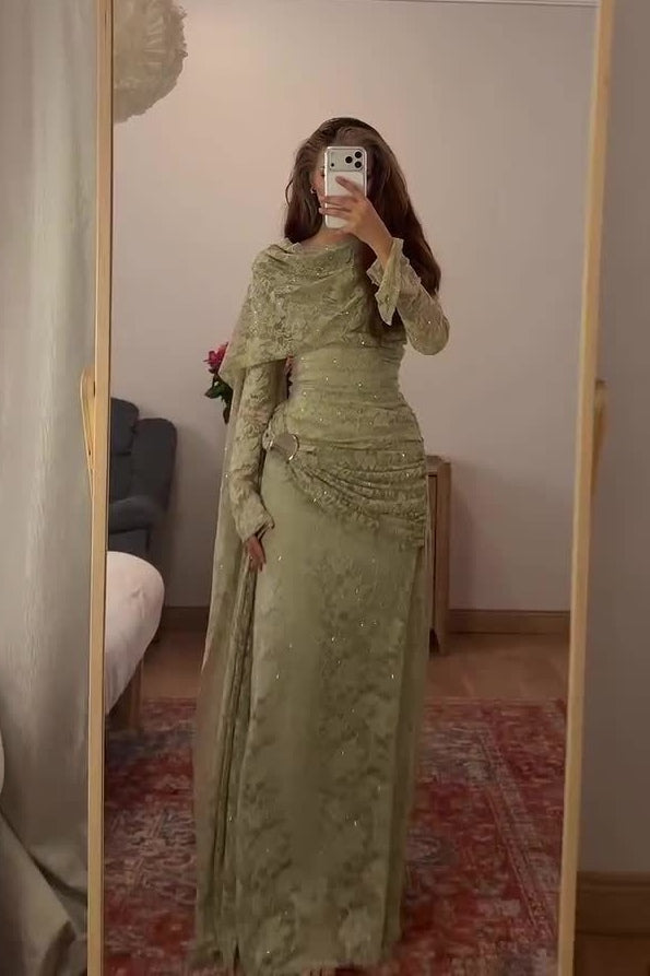 Lace Texture Ruched Asymmetric Maxi Dress