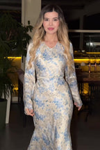 Clara Watercolor Flare Sleeve Midi Dress