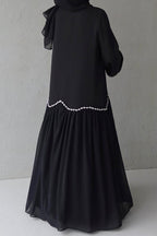 Embroidered Trim Scalloped Edge Maxi Dress
