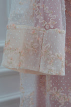 Floral Bloom Sheer Mesh Open Abaya-Pink