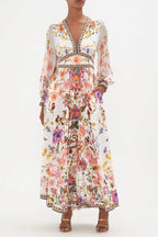 High-Waisted V-Neck Slim-Fit Floral Resort Maxi Dress