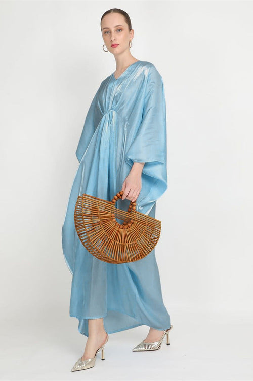 Batwing Sleeve Flowy Kaftan-Blue