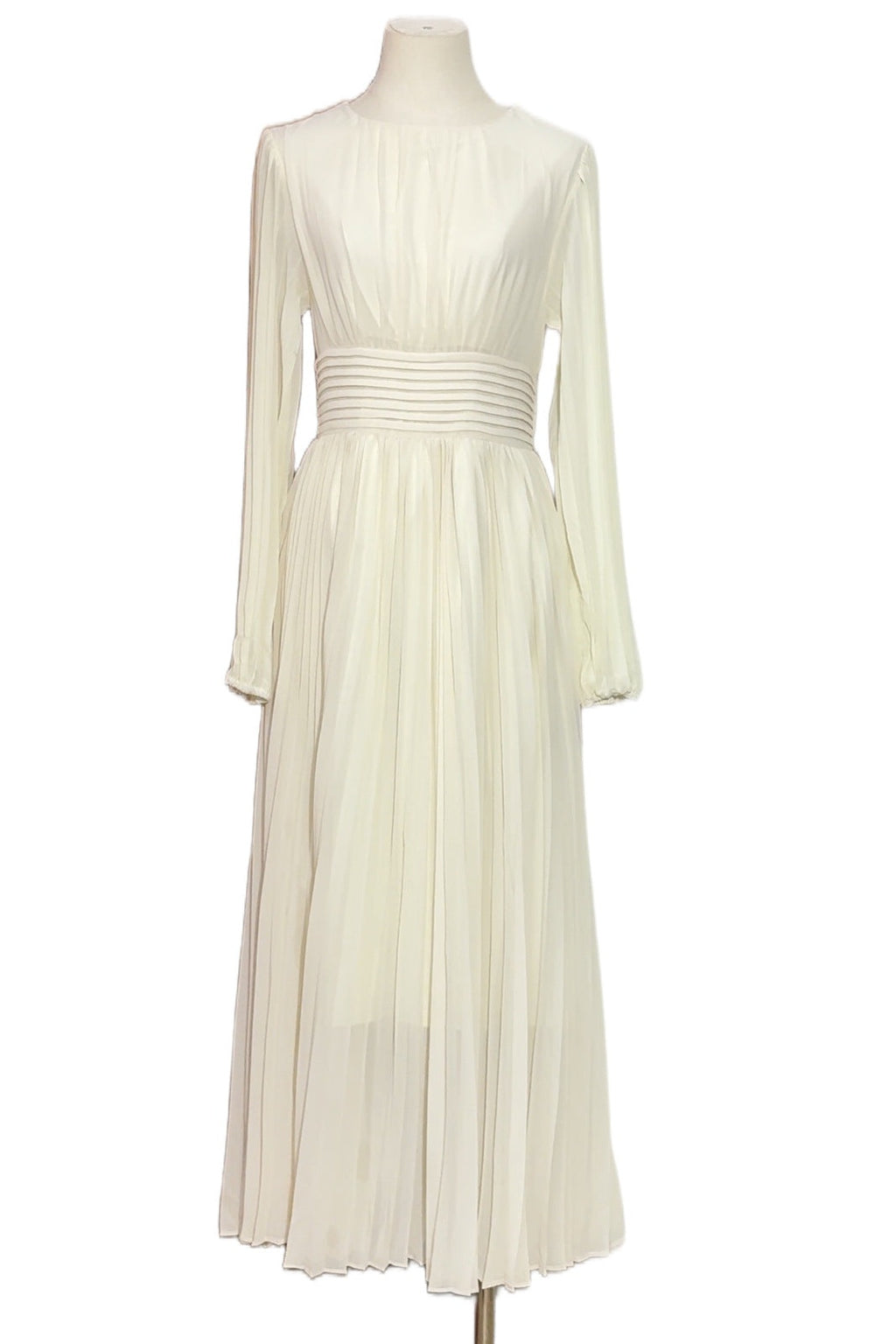 Minimalist Pleated Round-Neck Modest Maxi Dress