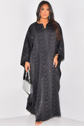 Starlit Rhinestone Embellished Evening Gown-Black