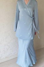Hana Floral Wrap Satin Two Piece Set