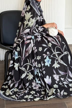 Dark Floral Print Abaya & Matching Hijab Set
