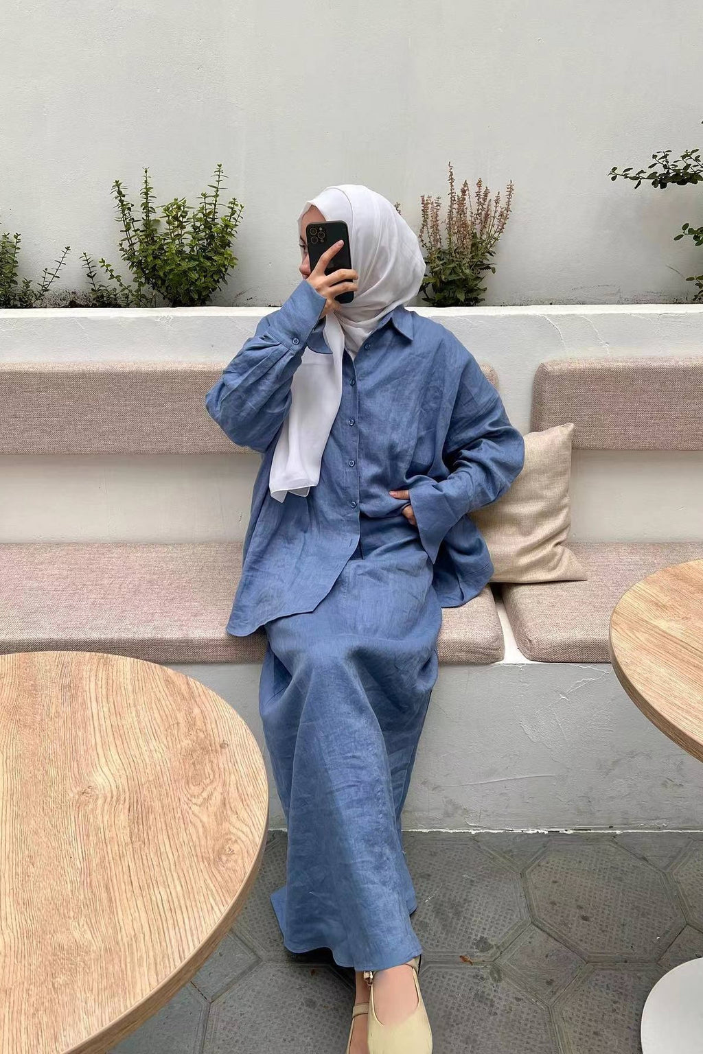 Minimalist Slouchy Utility Set-Blue