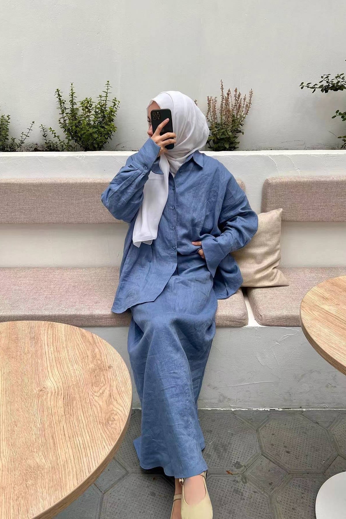 Minimalist Slouchy Utility Set-Blue