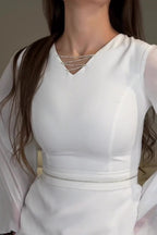 Zainab Contrast Flare Sleeve Maxi Dress-White