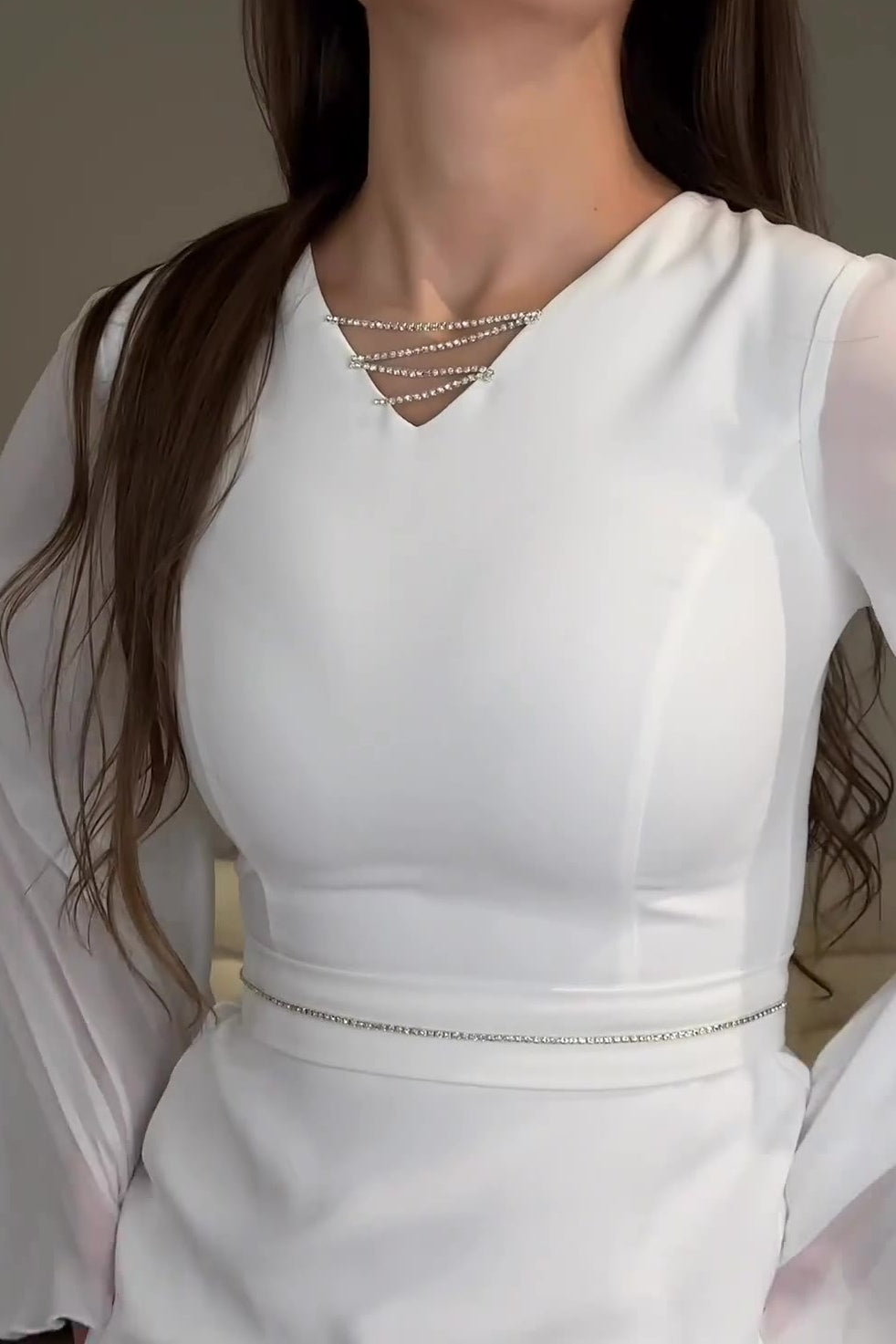 Zainab Contrast Flare Sleeve Maxi Dress-White