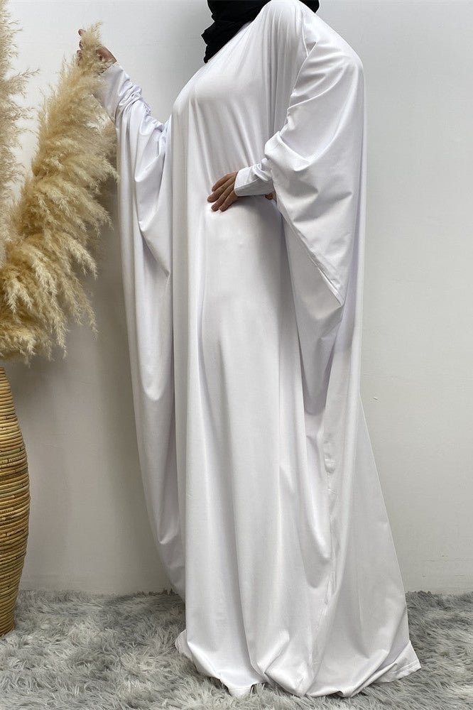 عباية واسعة سادة فضفاضة - أبيض
