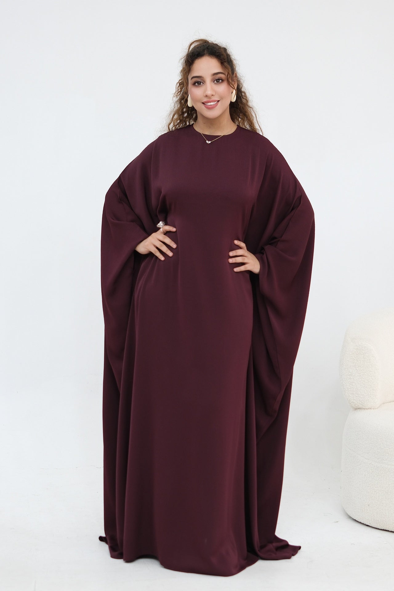 Sylvia Flowy Batwing Sleeve Abaya-Red