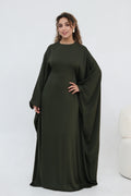 Sylvia Flowy Batwing Sleeve Abaya-Green