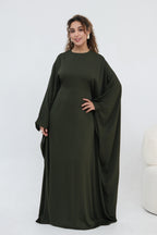 Sylvia Flowy Batwing Sleeve Abaya-Green