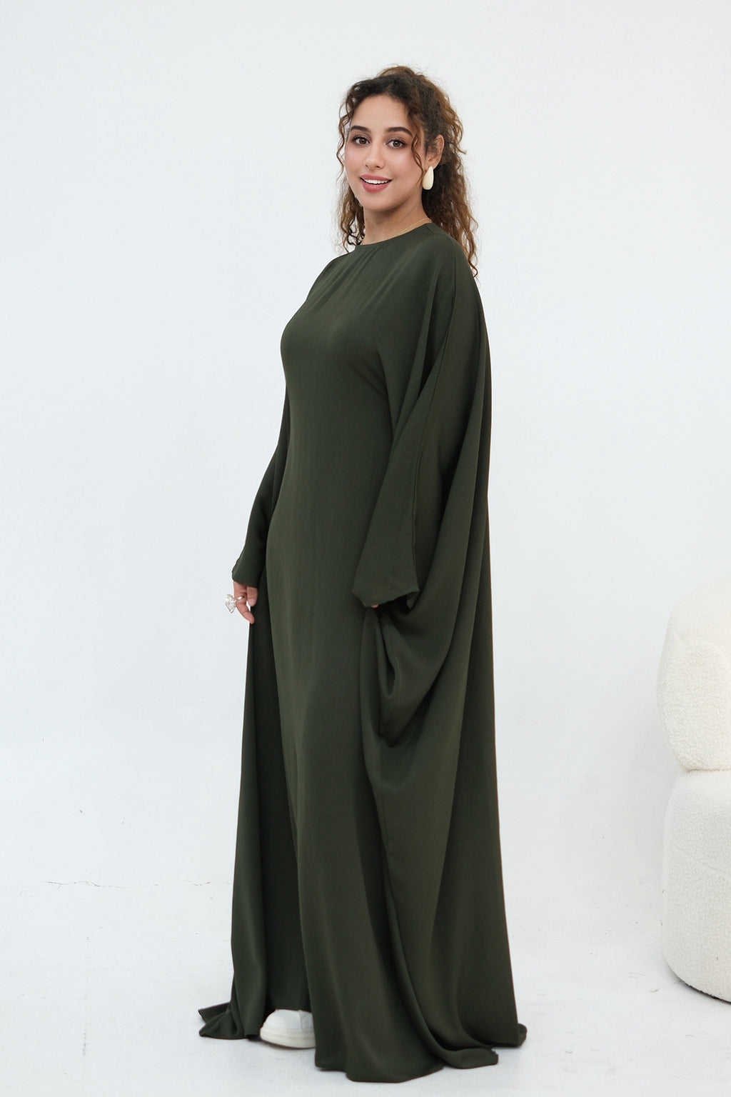 Sylvia Flowy Batwing Sleeve Abaya-Green