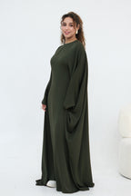 Sylvia Flowy Batwing Sleeve Abaya-Green