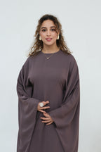 Sylvia Flowy Batwing Sleeve Abaya-TaupePurple