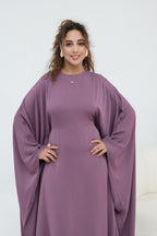 Sylvia Flowy Batwing Sleeve Abaya-Purple