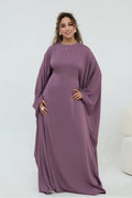 Sylvia Flowy Batwing Sleeve Abaya-Purple