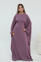 Sylvia Flowy Batwing Sleeve Abaya-Purple