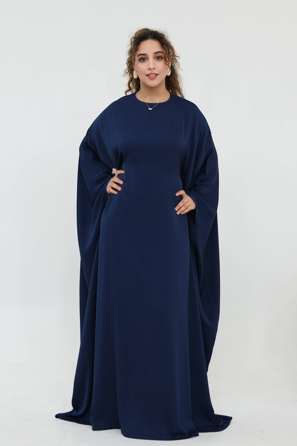 Sylvia Flowy Batwing Sleeve Abaya-Blue