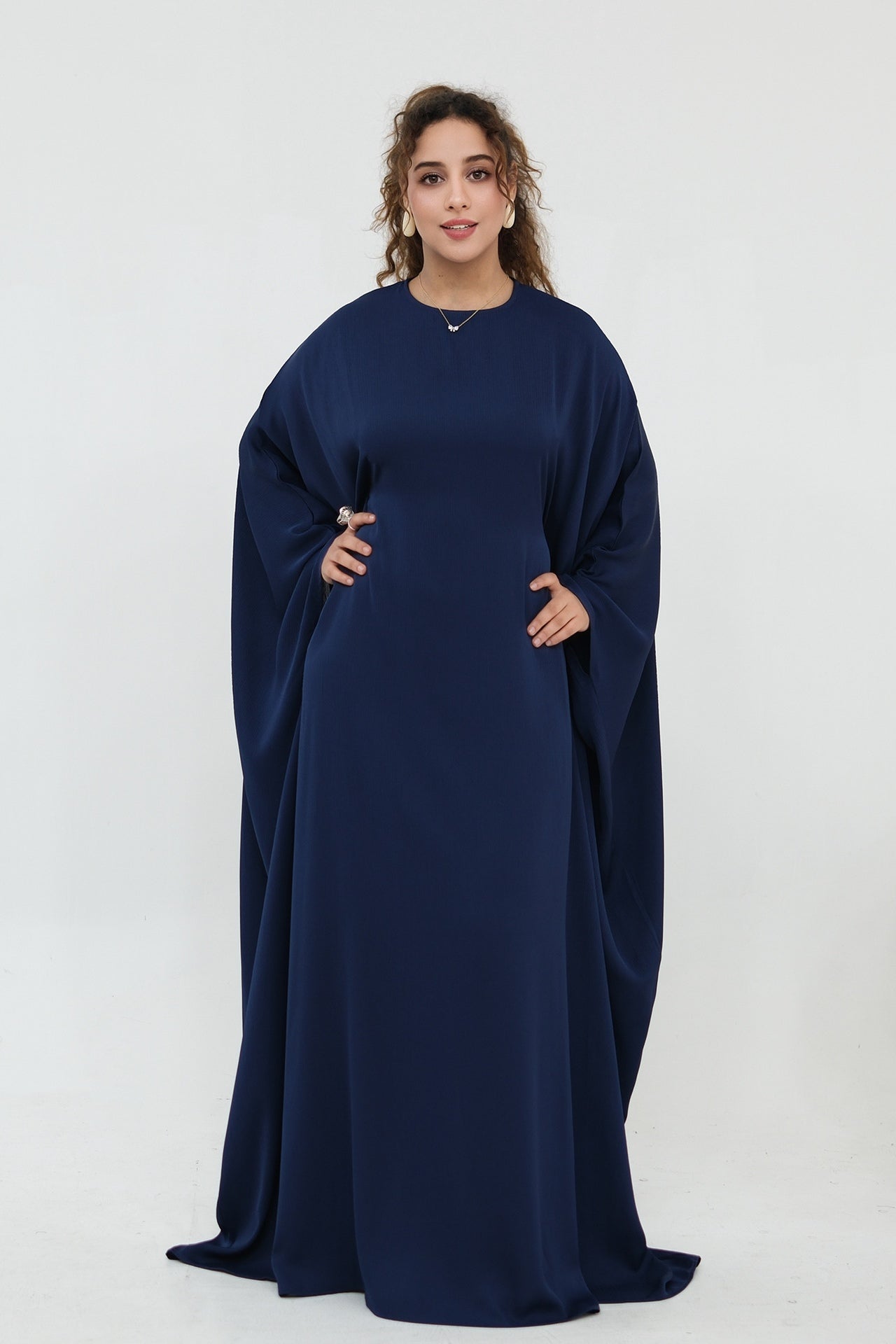 Sylvia Flowy Batwing Sleeve Abaya-Blue