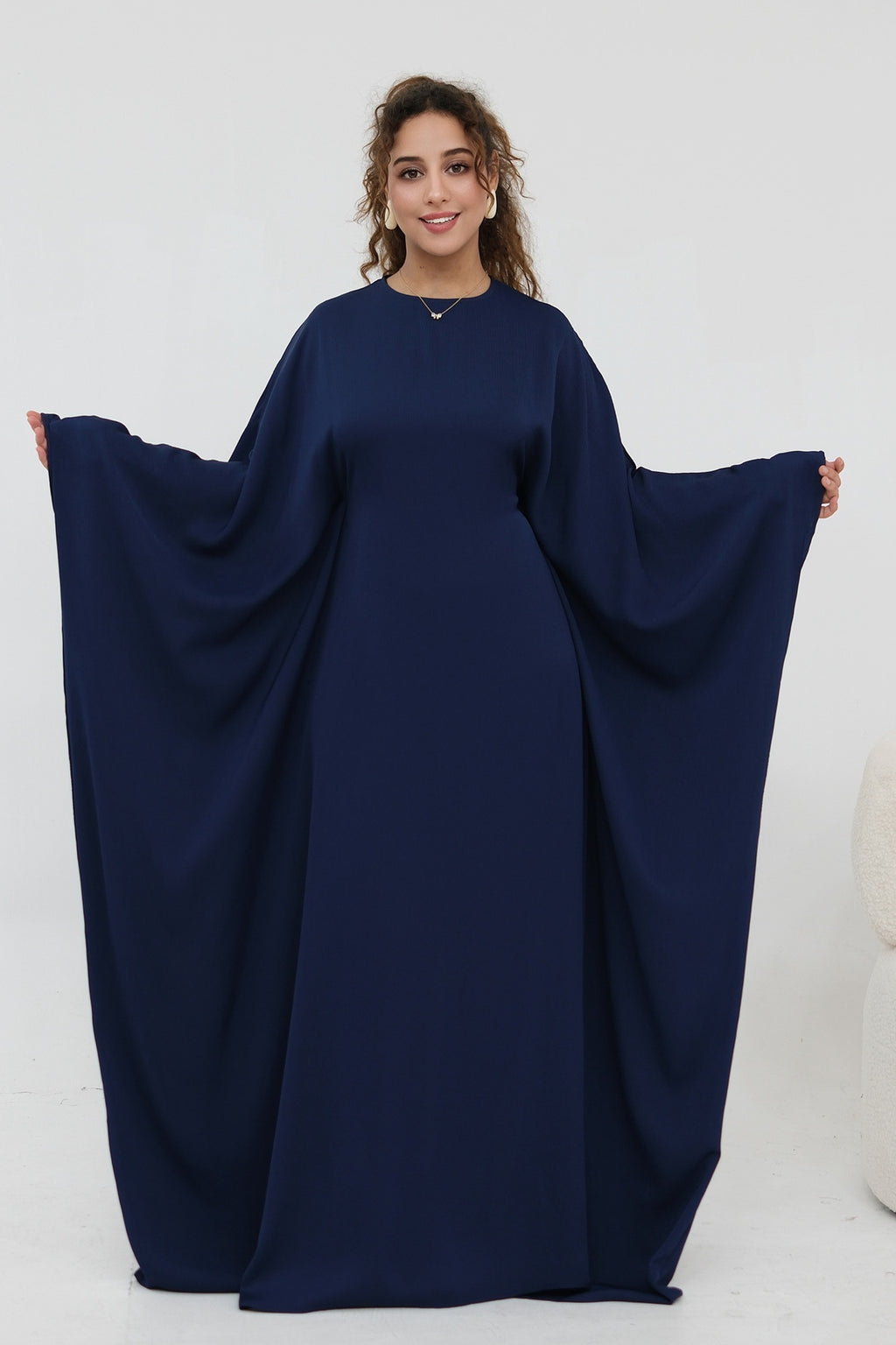 Sylvia Flowy Batwing Sleeve Abaya-Blue