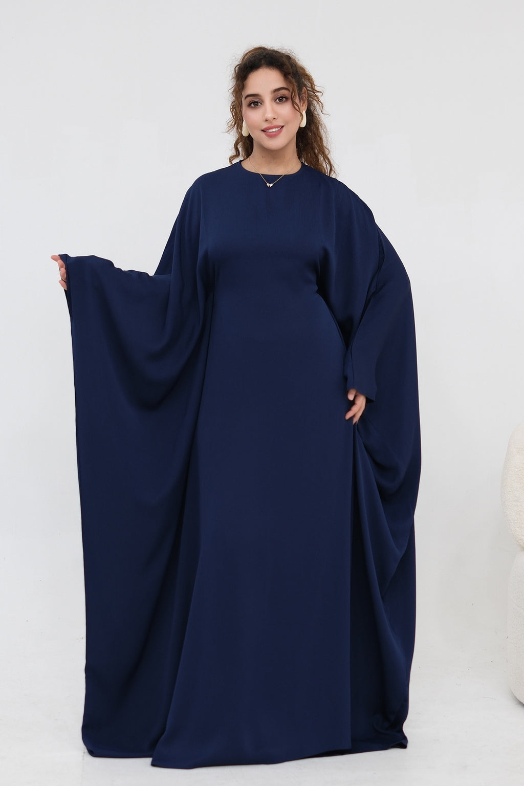 Sylvia Flowy Batwing Sleeve Abaya-Blue