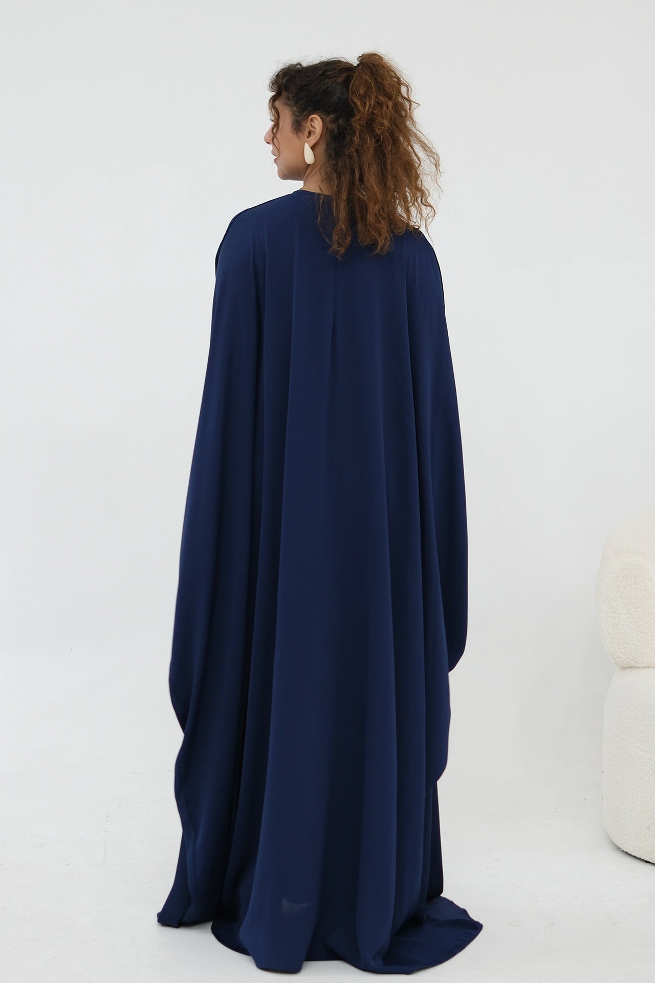 Sylvia Flowy Batwing Sleeve Abaya-Blue