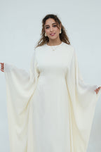 Sylvia Flowy Batwing Sleeve Abaya-Apricot