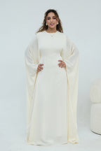 Sylvia Flowy Batwing Sleeve Abaya-Apricot