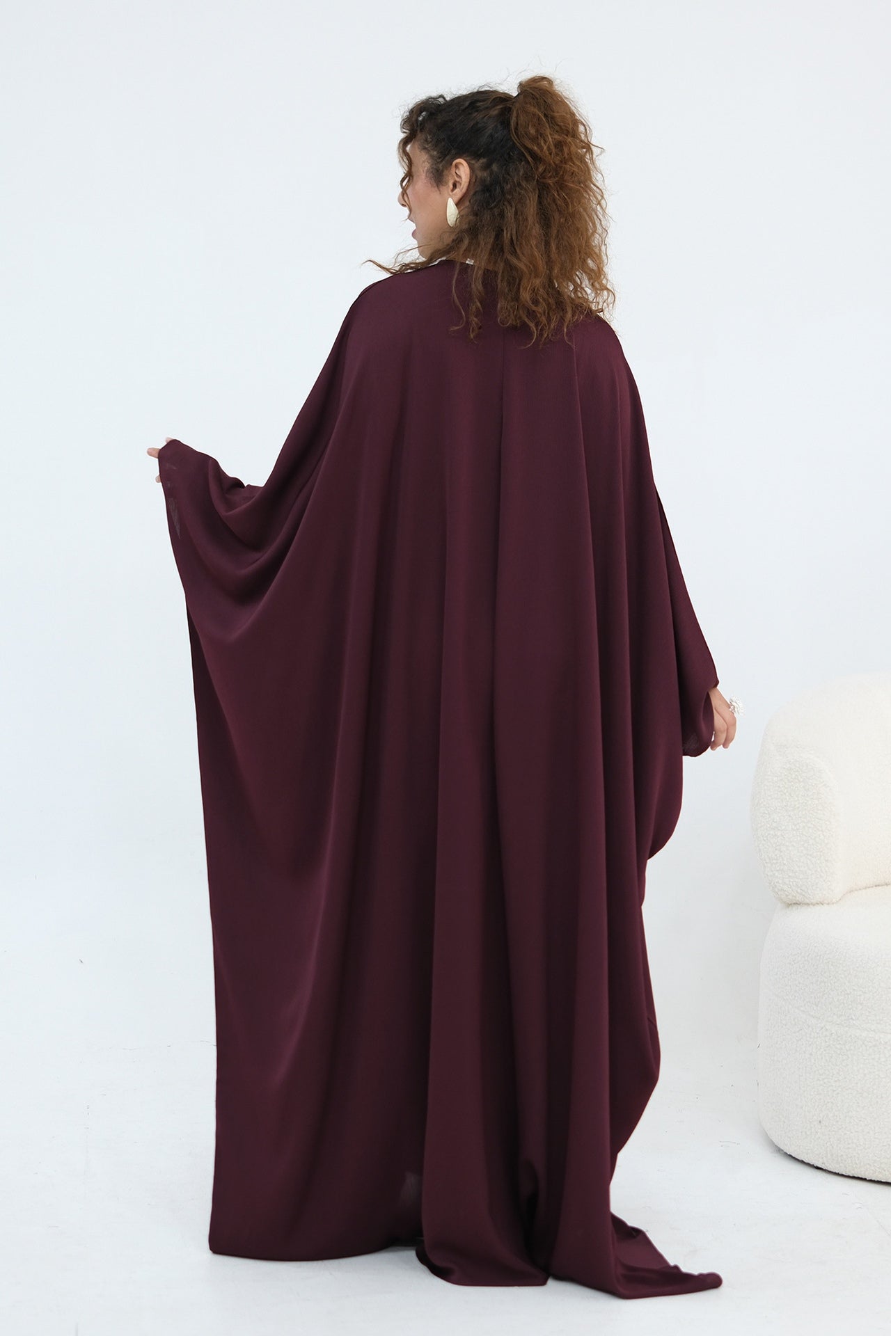 Sylvia Flowy Batwing Sleeve Abaya-Red