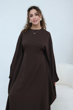 Sylvia Flowy Batwing Sleeve Abaya-Coffee
