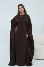 Sylvia Flowy Batwing Sleeve Abaya-Coffee