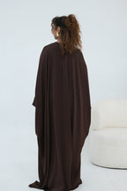 Sylvia Flowy Batwing Sleeve Abaya-Coffee