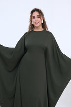 Sylvia Flowy Batwing Sleeve Abaya-Green